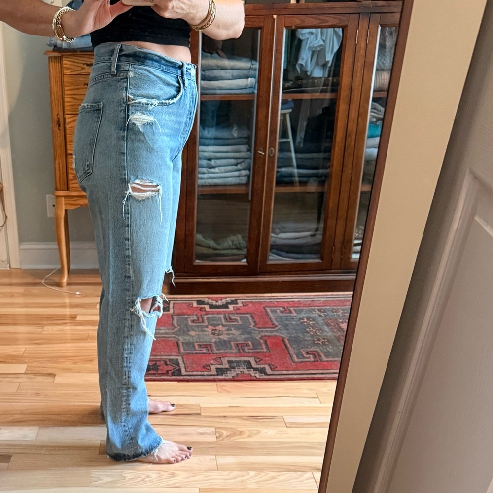 Agolde Light Blue Distressed Boyfriend Jeans